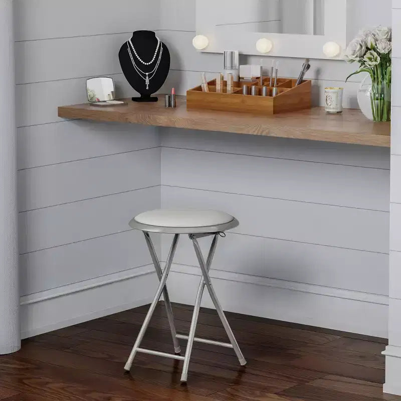 Hasting Home Backless 18-Inch Folding Stool with 225lb Capacity