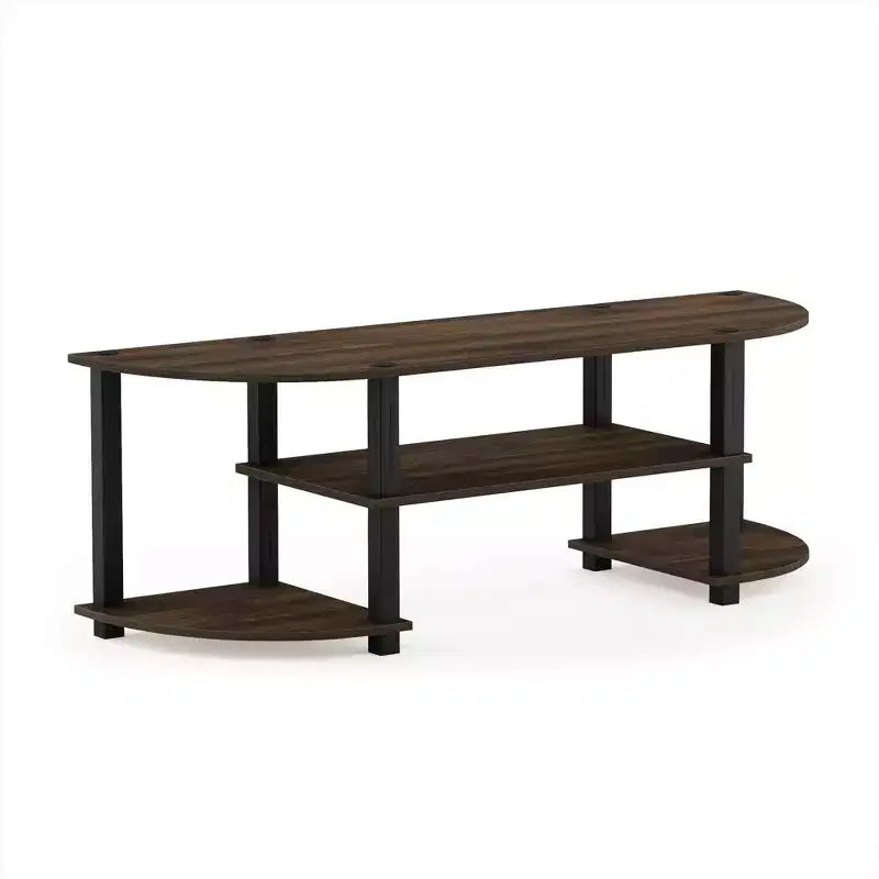Furinno Wide TV Stand Entertainment Center for TV's up to 55 with Open Bookcases Shelves Columbia Walnut/Black