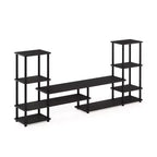 Furinno Multifunctional TV Stand for TV's up To 48 TV Console Entertainment Center Open Bookcase Shelves, Espresso/Black