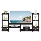 Furinno Multifunctional TV Stand for TV's up To 48 TV Console Entertainment Center Open Bookcase Shelves, Espresso/Black