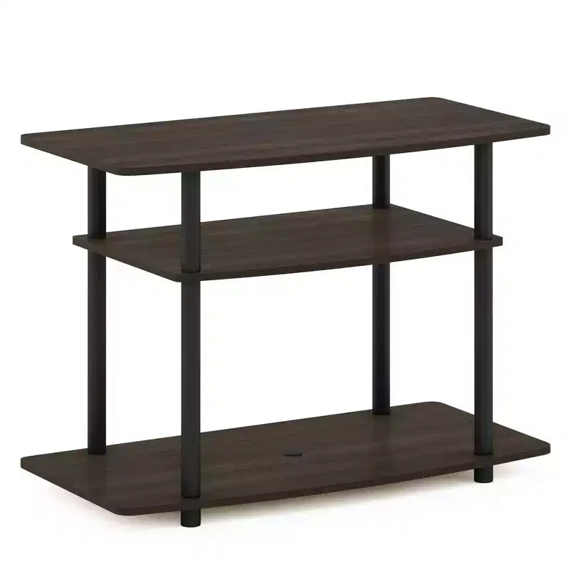 Furinno 3-Tier TV Stand Console Table for TV's up to 32 Media Entertainment Center No Tools Dark Brown/Black