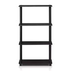Furinno 4-Tier Ladder Decorative Bookshelf Open Multipurpose Shelf Display Rack Bathroom Kitchen Entryway Storage Shelves,Dark Walnut