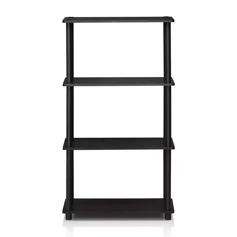Furinno 4-Tier Ladder Decorative Bookshelf Open Multipurpose Shelf Display Rack Bathroom Kitchen Entryway Storage Shelves,Dark Walnut