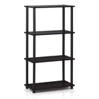 Furinno Scaffale Decorativo a 4 Ripiani a Scala, Scaffale Aperto Multiuso per Esposizione, Scaffale per Bagno, Cucina, Ingresso, Noce Scuro