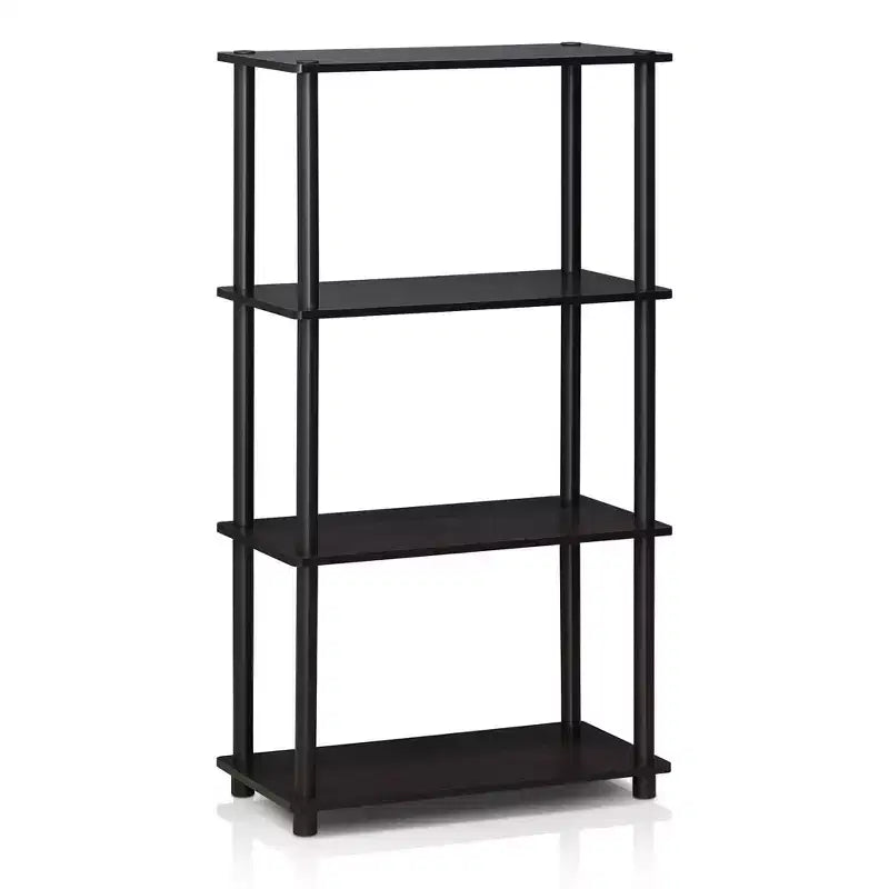 Furinno Scaffale Decorativo a 4 Ripiani a Scala, Scaffale Aperto Multiuso per Esposizione, Scaffale per Bagno, Cucina, Ingresso, Noce Scuro