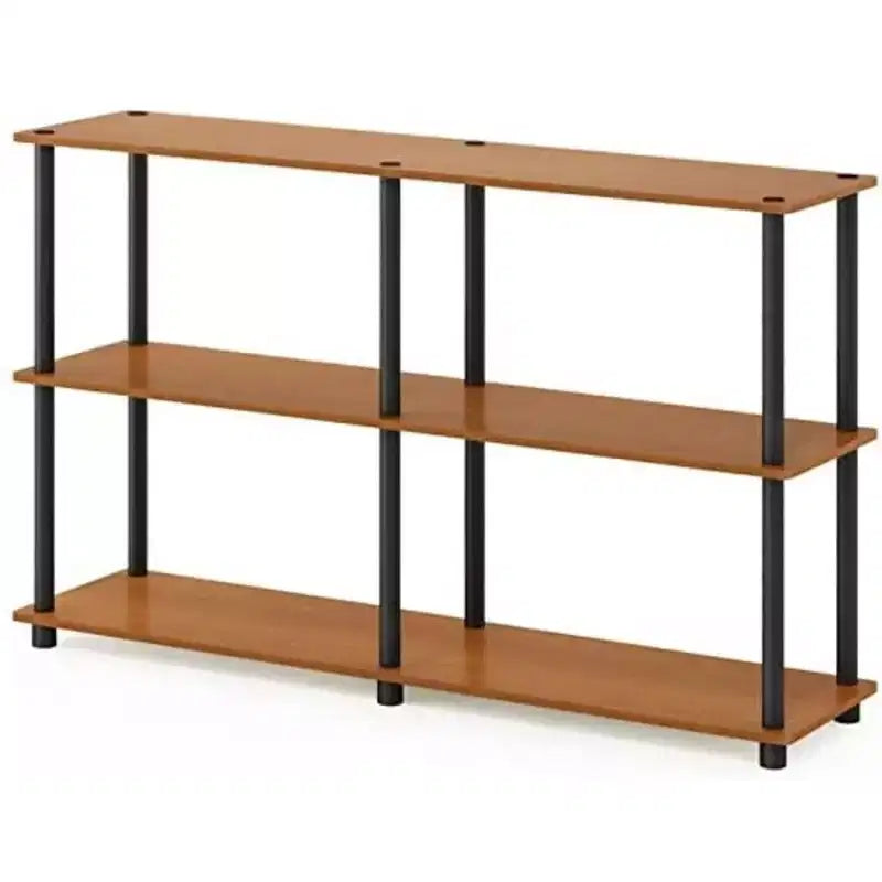 Furinno 3-Tier Double Size Open Bookcase Floor Standing Storage Shelves Display Rack,Light Cherry/Black