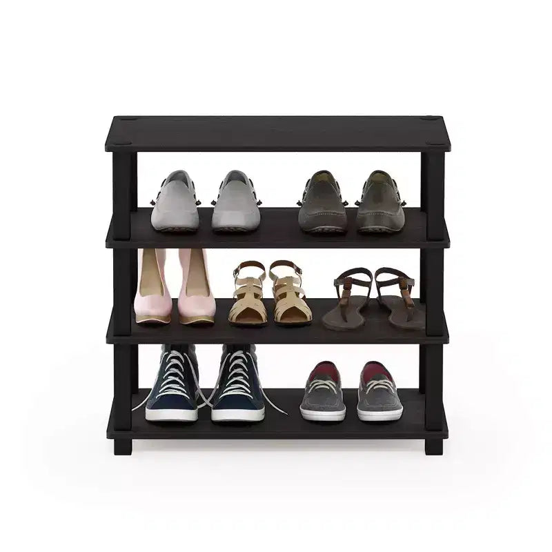Furinno Scarpiera a 3 Livelli/4 Livelli, Scaffale Multifunzione per Bagno, Soggiorno e Ingresso, Espresso/Nero