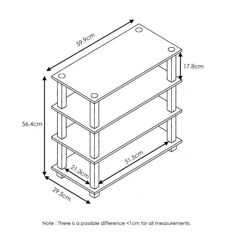 Furinno Scarpiera a 3 Livelli/4 Livelli, Scaffale Multifunzione per Bagno, Soggiorno e Ingresso, Espresso/Nero