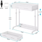 Scrivania portatile Lantine con cassetti, scrivania mobile per laptop con ruote, piccola scrivania in piedi per l'home office