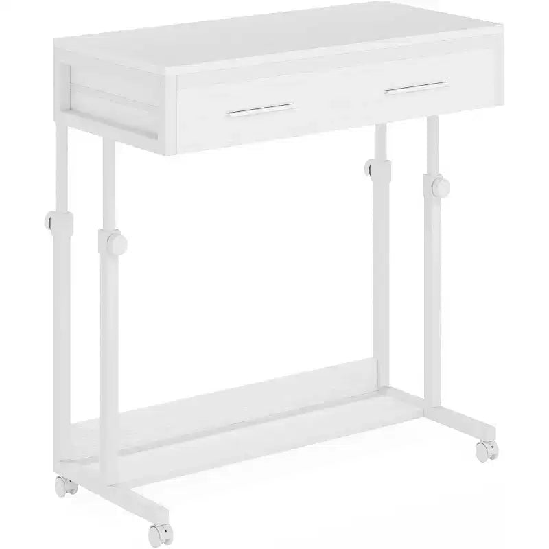 Lantine Portable Desk with Drawers, Mobile Laptop Desk with Wheels, Small Standing Desk for Home Office