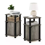 Furinno 2PCS Mid-Century 3-Tier Sofa Side Telephone Table Nightstand Accent End Table w/Storage Cabinet&Open Display Bookshelf,French Oak/Black