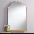Noble Park Arch Top Vanity Wall Mirror Modern Beveled Glass Gold Wood Frame 26 Wide for Bathroom Bedroom Living Room Home Office