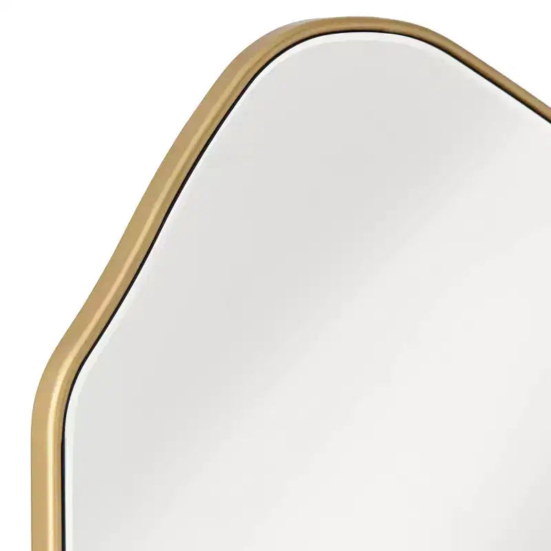 Noble Park Arch Top Vanity Wall Mirror Modern Beveled Glass Gold Wood Frame 26 Wide for Bathroom Bedroom Living Room Home Office