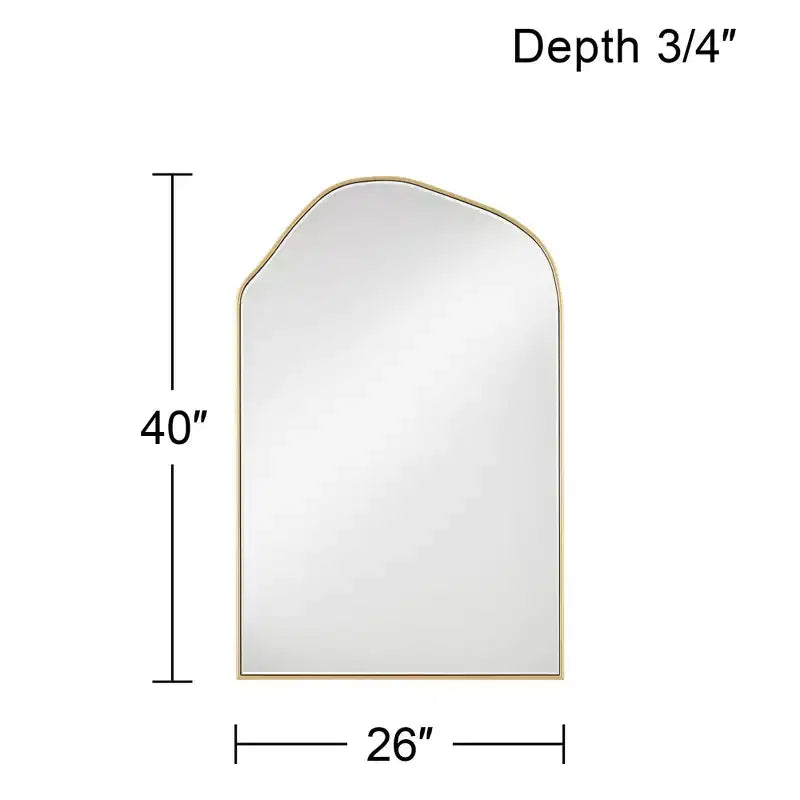 Noble Park Arch Top Vanity Wall Mirror Modern Beveled Glass Gold Wood Frame 26 Wide for Bathroom Bedroom Living Room Home Office