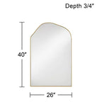 Noble Park Arch Top Vanity Wall Mirror Modern Beveled Glass Gold Wood Frame 26 Wide for Bathroom Bedroom Living Room Home Office