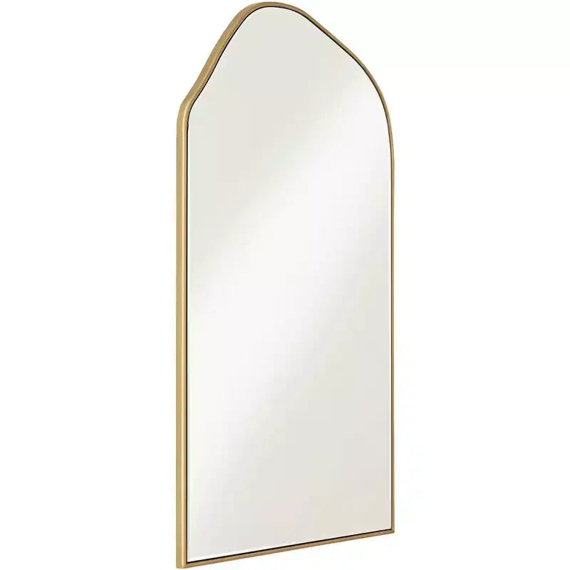 Noble Park Arch Top Vanity Wall Mirror Modern Beveled Glass Gold Wood Frame 26 Wide for Bathroom Bedroom Living Room Home Office
