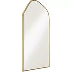 Noble Park Arch Top Vanity Wall Mirror Modern Beveled Glass Gold Wood Frame 26 Wide for Bathroom Bedroom Living Room Home Office