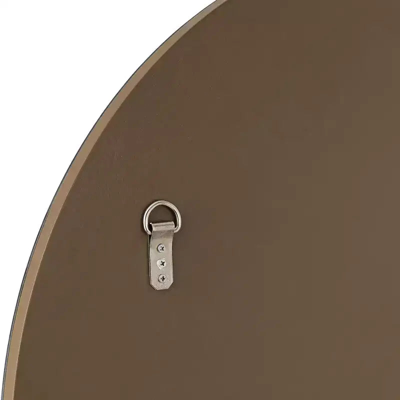 Possini Euro Design Loft Round Vanity Wall Mirror with Gold Shelf Modern Beveled Glass Brown Wood Frame 31 1/2 Wide for Bathroom