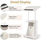 Costway 2 PCS Mobile Podium Stand Office Laptop Cart with Storage Adjustable Height White/Black