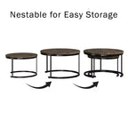 Lavish Home Set of 2 Round Nesting Coffee Table  Modern Industrial Living Room Tables