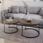 Lavish Home Set of 2 Round Nesting Coffee Table  Modern Industrial Living Room Tables