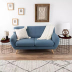 Hasting Home Set of 2 Nesting Tables with Storage - End Tables with Removable Wood Tops and Metal Basket Frame
