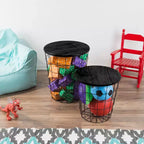 Hasting Home Set of 2 Nesting Tables with Storage - End Tables with Removable Wood Tops and Metal Basket Frame