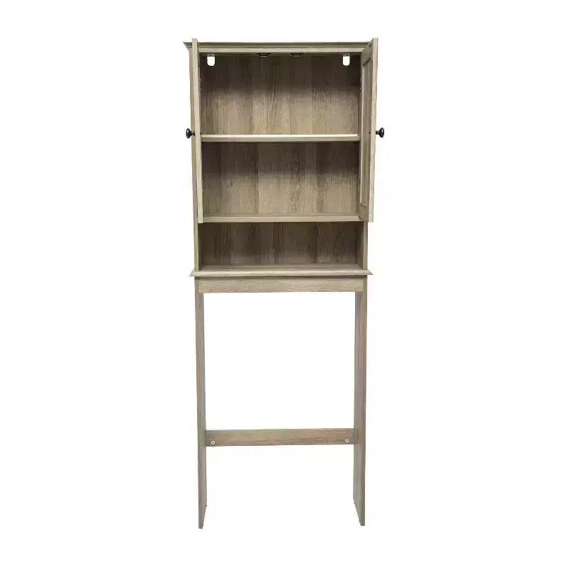 Flash Furniture Dune Farmhouse Over the Toilet Bathroom Storage Cabinet Organizer with Magnetic Closure Doors, Adjustable Cabinet Shelf, Open Lower Shelf