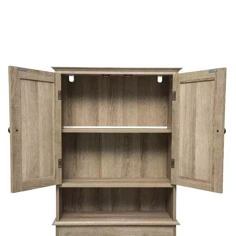 Flash Furniture Dune Farmhouse Over the Toilet Bathroom Storage Cabinet Organizer with Magnetic Closure Doors, Adjustable Cabinet Shelf, Open Lower Shelf