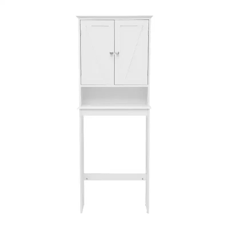 Flash Furniture Dune Farmhouse Over the Toilet Bathroom Storage Cabinet Organizer with Magnetic Closure Doors, Adjustable Cabinet Shelf, Open Lower Shelf