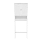 Flash Furniture Dune Farmhouse Over the Toilet Bathroom Storage Cabinet Organizer with Magnetic Closure Doors, Adjustable Cabinet Shelf, Open Lower Shelf