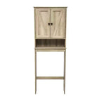 Flash Furniture Dune Farmhouse Over the Toilet Bathroom Storage Cabinet Organizer with Magnetic Closure Doors, Adjustable Cabinet Shelf, Open Lower Shelf