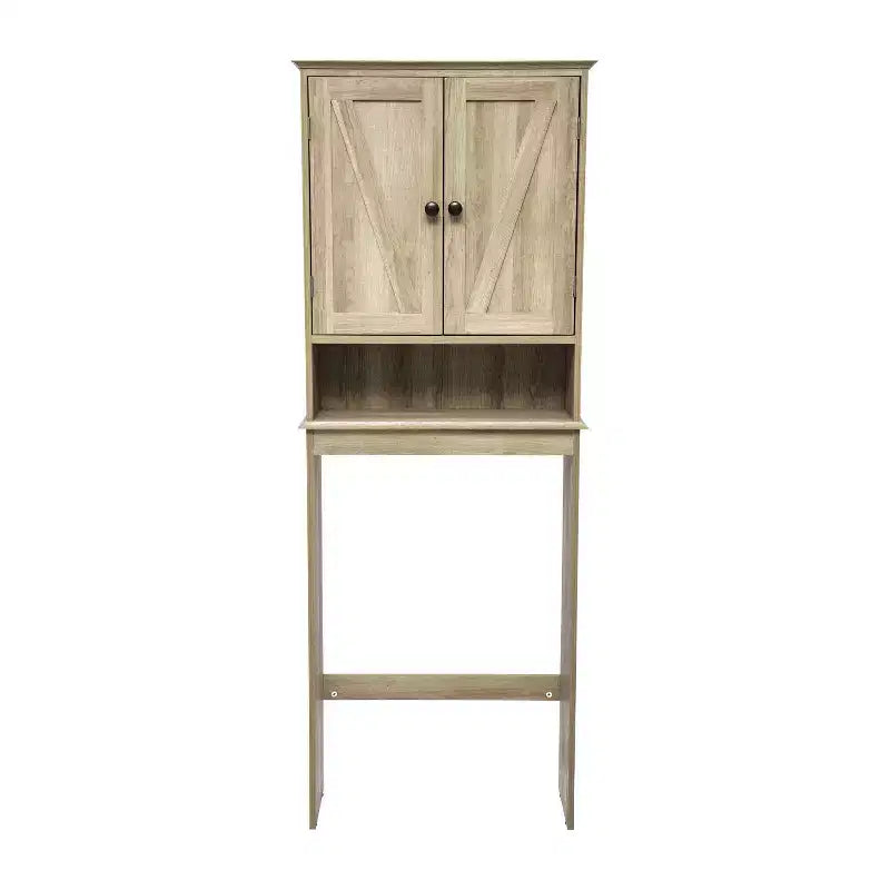 Flash Furniture Dune Farmhouse Over the Toilet Bathroom Storage Cabinet Organizer with Magnetic Closure Doors, Adjustable Cabinet Shelf, Open Lower Shelf