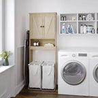 Flash Furniture Dune Farmhouse Over the Toilet Bathroom Storage Cabinet Organizer with Magnetic Closure Doors, Adjustable Cabinet Shelf, Open Lower Shelf