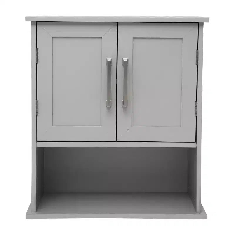 Flash Furniture Vega Wall Mounted Bathroom Medicine Cabinet Storage Organizer with Magnetic Closure Doors, Adjustable Shelf, and Lower Open Shelf