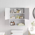 Flash Furniture Vega Wall Mounted Bathroom Medicine Cabinet Storage Organizer with Magnetic Closure Doors, Adjustable Shelf, and Lower Open Shelf