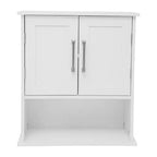 Flash Furniture Vega Wall Mounted Bathroom Medicine Cabinet Storage Organizer with Magnetic Closure Doors, Adjustable Shelf, and Lower Open Shelf
