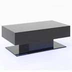 Costway LED Coffee Table with 2 Drawers 20-Color Dimmable LED Lights & Remote Control White/Black