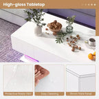 Costway LED Coffee Table with 2 Drawers 20-Color Dimmable LED Lights & Remote Control White/Black