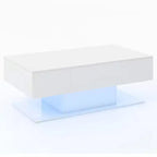 Costway LED Coffee Table with 2 Drawers 20-Color Dimmable LED Lights & Remote Control White/Black