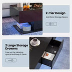Costway LED Coffee Table with 2 Drawers 20-Color Dimmable LED Lights & Remote Control White/Black