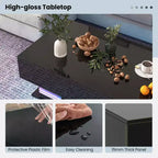 Costway LED Coffee Table with 2 Drawers 20-Color Dimmable LED Lights & Remote Control White/Black