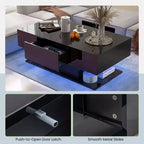 Costway LED Coffee Table with 2 Drawers 20-Color Dimmable LED Lights & Remote Control White/Black