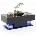 Costway LED Coffee Table with 2 Drawers 20-Color Dimmable LED Lights & Remote Control White/Black