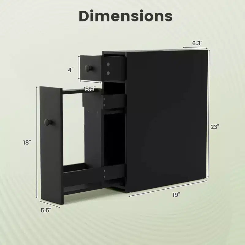 Costway Bathroom Floor Cabinet Toilet Narrow Storage Organizer with Flip Top Black