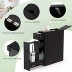 Costway Bathroom Floor Cabinet Toilet Narrow Storage Organizer with Flip Top Black