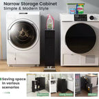 Costway Bathroom Floor Cabinet Toilet Narrow Storage Organizer with Flip Top Black