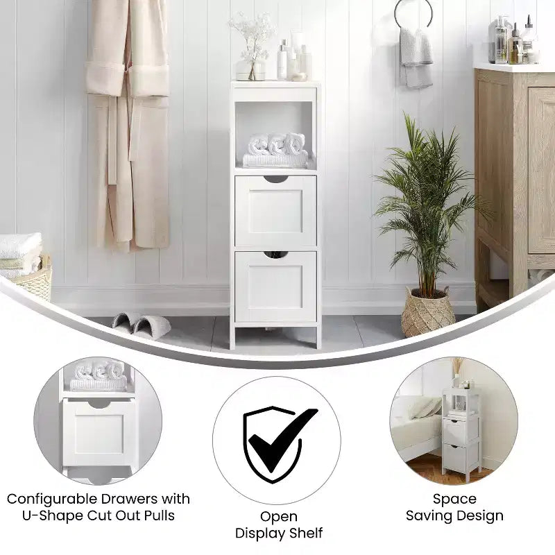 Merrick Lane Mobile Bagno a 2 Cassetti con Ripiano a Giorno
