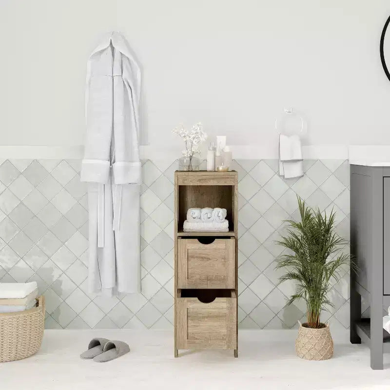 Merrick Lane Mobile Bagno a 2 Cassetti con Ripiano a Giorno