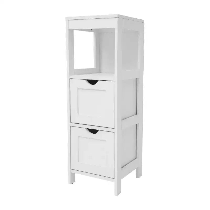 Merrick Lane 2 Drawer Bathroom Storage Cabinet Organizer with Open Display Shelf